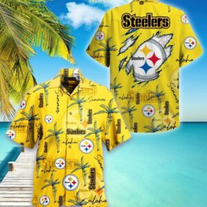 Pittsburgh Steelers Aloha Yellow Hawaiian Shirt