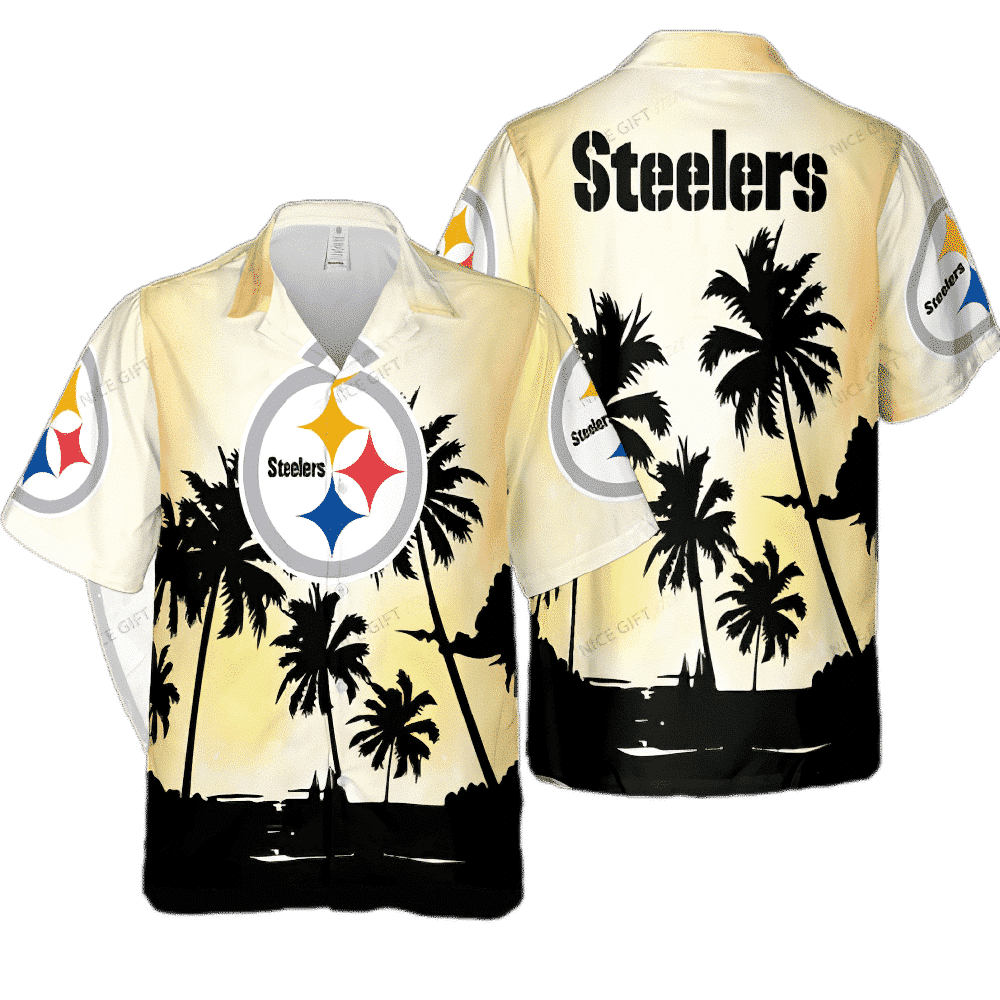 Pittsburgh Steelers Beach Scene NFL Football Team Hawaiian Shirt Pittsburgh Steelers Beach Scene NFL Football Team Hawaiian Shirt