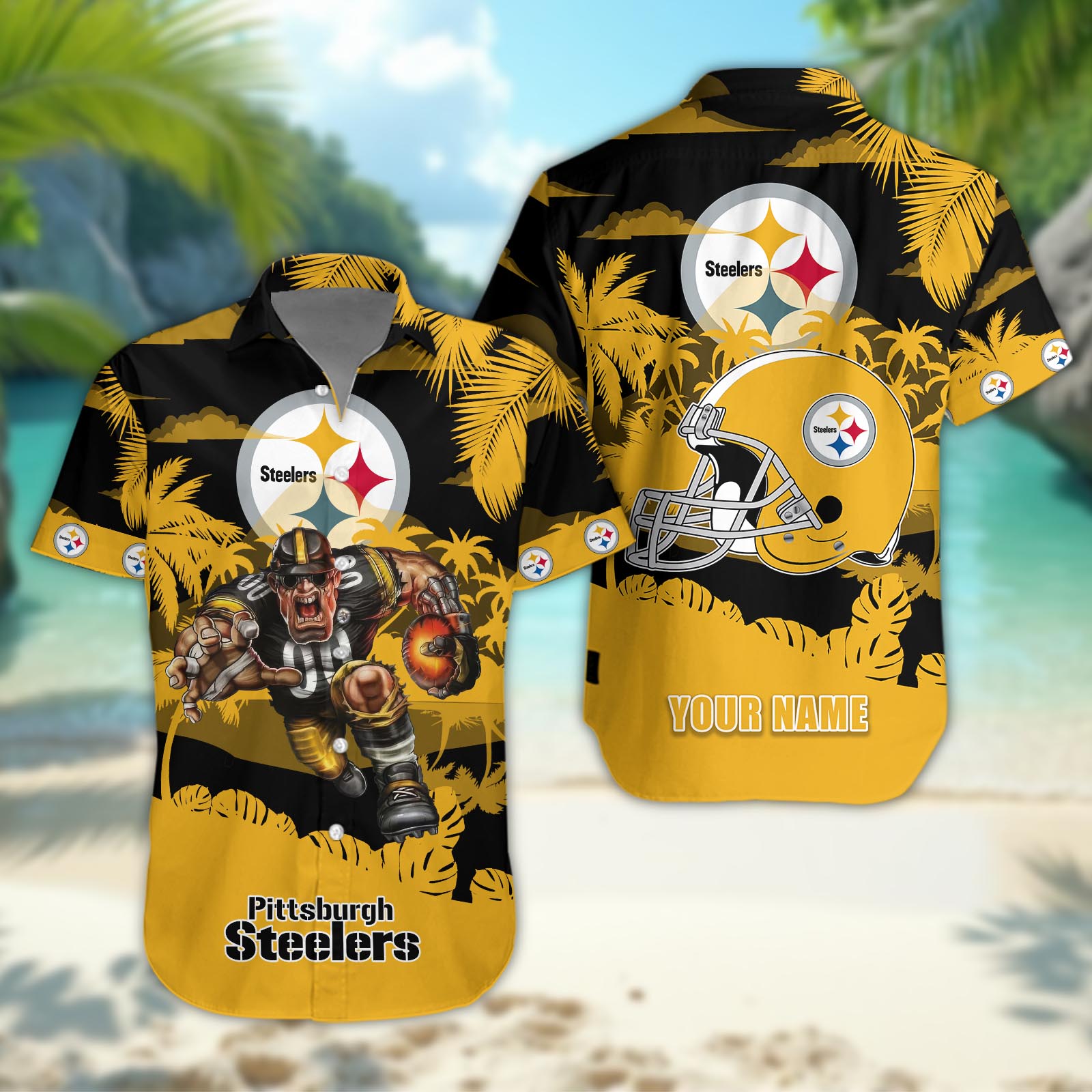 Pittsburgh Steelers Personalized Hawaiian Shirt ??Custom Name Pittsburgh Steelers Personalized Hawaiian Shirt ??Custom Name