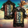Pittsburgh Steelers Retro Palm Stripe Hawaiian Shirt