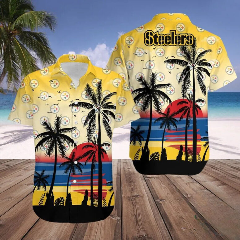 Pittsburgh Steelers Sunset Beach Hawaiian Shirt Pittsburgh Steelers Sunset Beach Hawaiian Shirt
