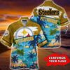Pittsburgh Steelers Sunset Paradise Personalized Name Number Hawaiian Shirt