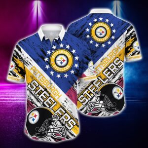 Pittsburgh Steelers US Flag NFL Football Team Hawaiian Shirt