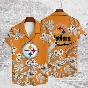 Pittsburgh Steelers White Flowers NFL Football Team Hawaiian Shirt