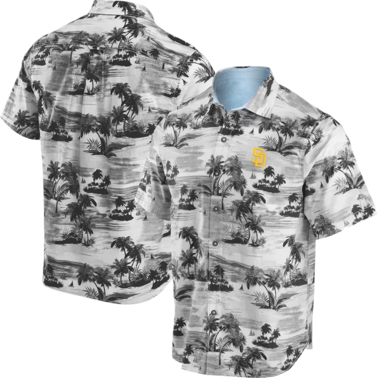 San Diego Padres Monochrome Tropics Hawaiian Shirt San Diego Padres Monochrome Tropics Hawaiian Shirt