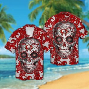San Francisco 49ers Calavera NFL Football Team Hawaiian Shirt