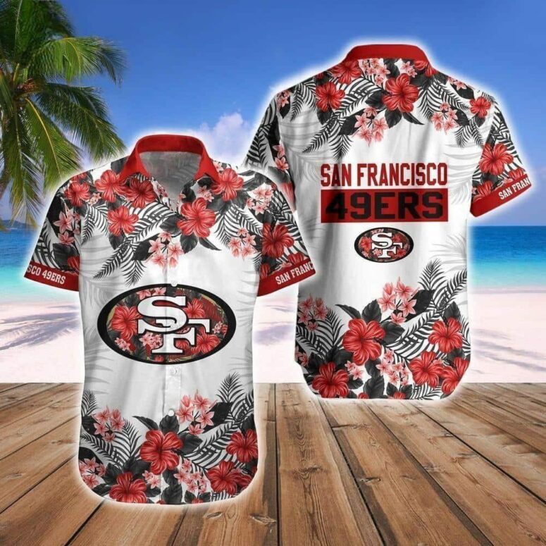 San Francisco 49ers Hibiscus Paradise Hawaiian Shirt San Francisco 49ers Hibiscus Paradise Hawaiian Shirt