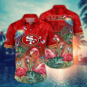 San Francisco 49ers Pink Flamingo NFL Football Team Hawaiian Shirt