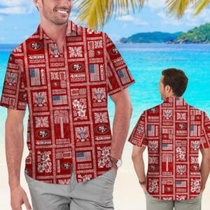 San Francisco 49ers Square Pattern NFL Football Team Hawaiian Shirt