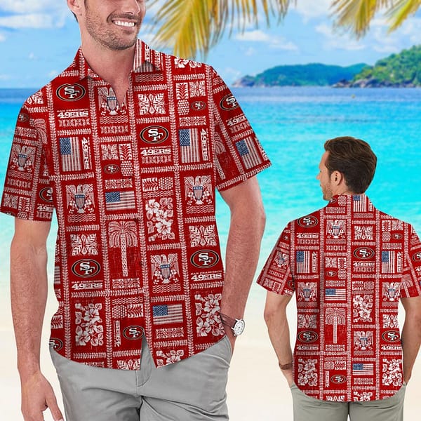 San Francisco 49ers Square Pattern NFL Football Team Hawaiian Shirt San Francisco 49ers Square Pattern NFL Football Team Hawaiian Shirt