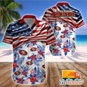 San Francisco 49ers Stars Stripes Hawaiian Shirt