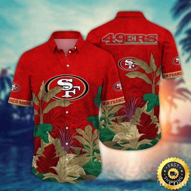 San Francisco 49ers Vintage Gold Rush Foliage Hawaiian Shirt San Francisco 49ers Vintage Gold Rush Foliage Hawaiian Shirt