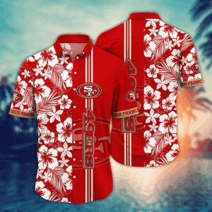 San Francisco 49ers White Flowers NFL Football Team Hawaiian Shirt