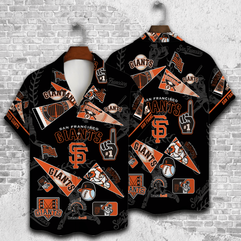 San Francisco Giants Fan Patch Collage Hawaiian Shirt San Francisco Giants Fan Patch Collage Hawaiian Shirt