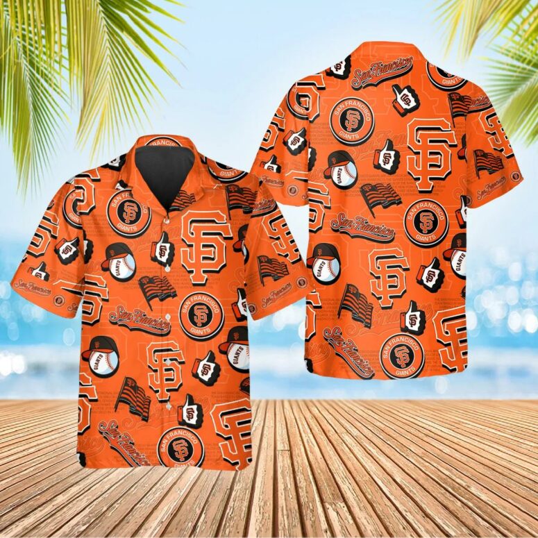 San Francisco Giants Iconic Logo Collage Hawaiian Shirt San Francisco Giants Iconic Logo Collage Hawaiian Shirt