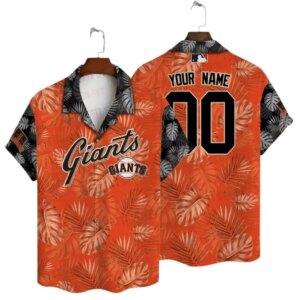 San Francisco Giants Personalized Name Number Leaf Pattern Hawaiian Shirt