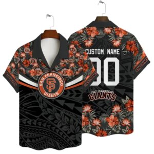 San Francisco Giants Tribal Floral Personalized Name Number Hawaiian Shirt