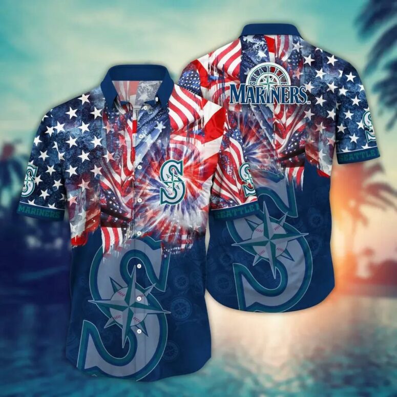 Seattle Mariners Sunset Wave Hawaiian Shirt Seattle Mariners Sunset Wave Hawaiian Shirt