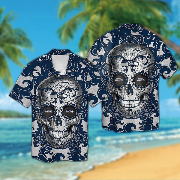 Seattle Seahawks Calavera NFL Football Team Hawaiian Shirt Seattle Seahawks Calavera NFL Football Team Hawaiian Shirt