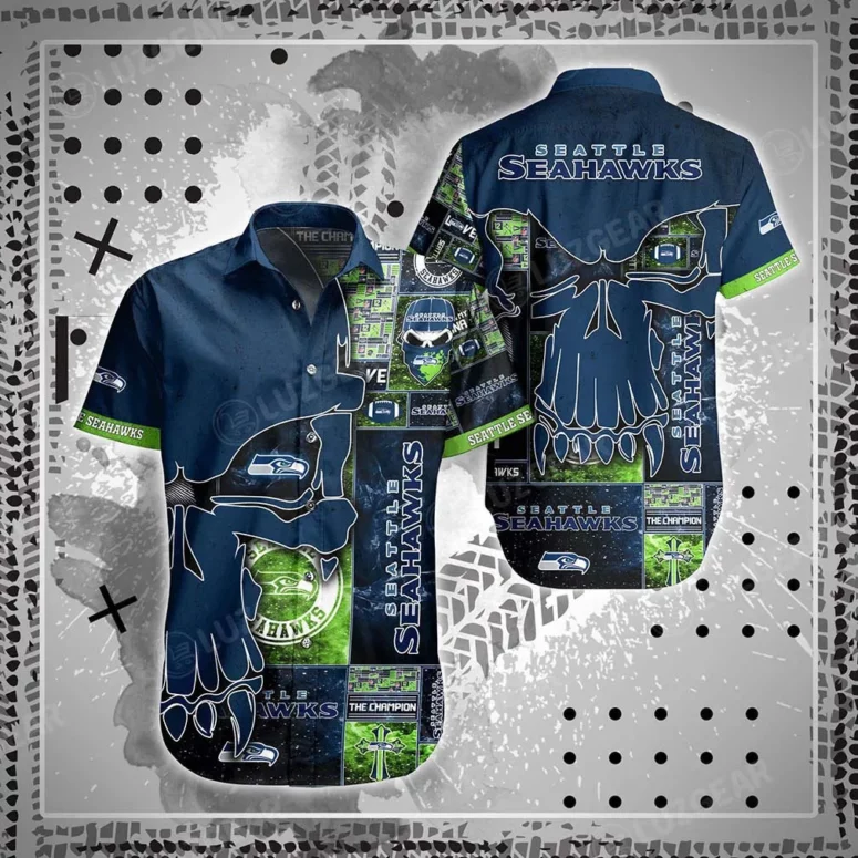 Seattle Seahawks Champion's Claw Hawaiian Shirt Seattle Seahawks Champion's Claw Hawaiian Shirt