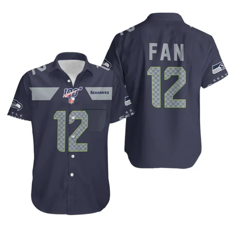 Seattle Seahawks Fan 12 Navy Blue Hawaiian Shirt Seattle Seahawks Fan 12 Navy Blue Hawaiian Shirt