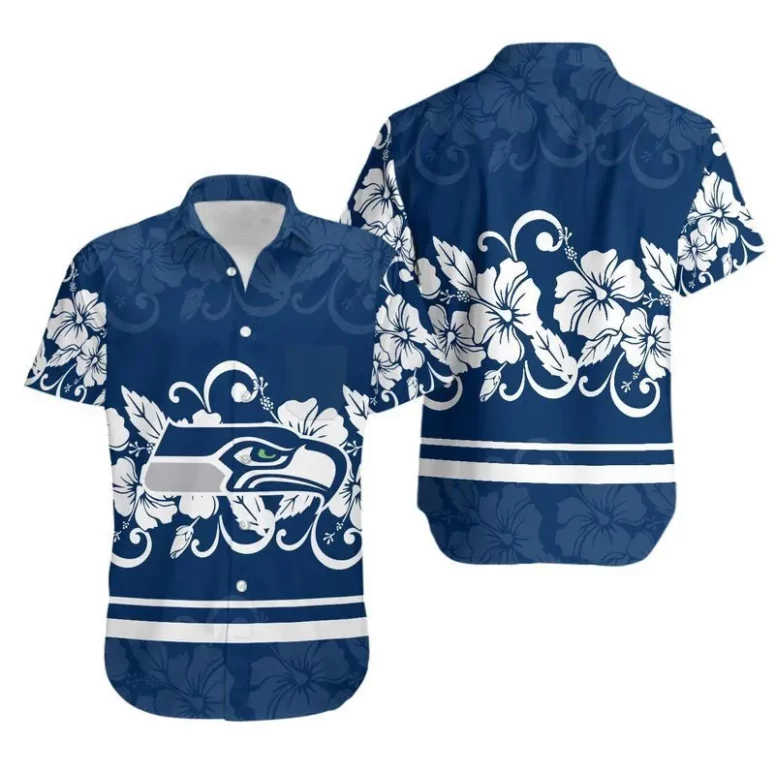 Seattle Seahawks Hibiscus Wave Hawaiian Shirt Seattle Seahawks Hibiscus Wave Hawaiian Shirt