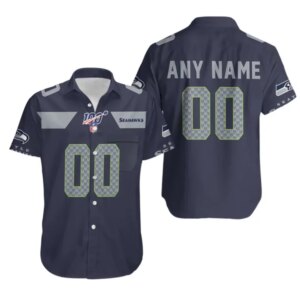 Seattle Seahawks Navy Personalized Hawaiian Shirt
