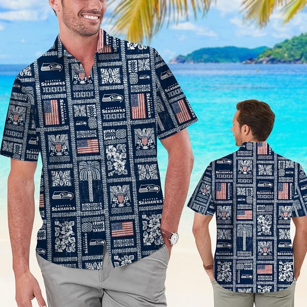 Seattle Seahawks Square Pattern NFL Football Team Hawaiian Shirt Seattle Seahawks Square Pattern NFL Football Team Hawaiian Shirt