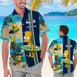 Seattle Seahawks The Simpsons Custom Name NFL Football Team Hawaiian Shirt