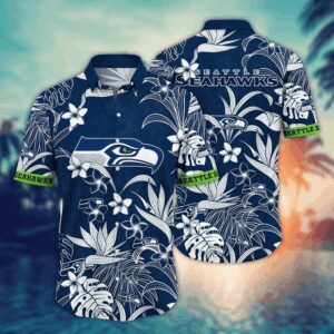 Seattle Seahawks White Flowers NFL Football Team Hawaiian Shirt
