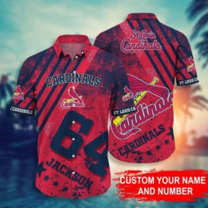 St. Louis Cardinals Personalized Name Number Vintage Hawaiian Shirt