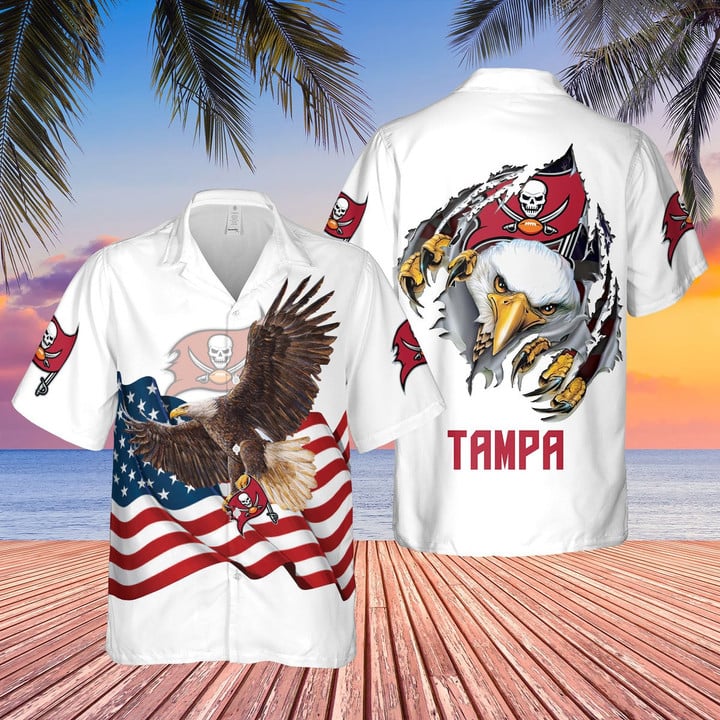 Tampa Bay Buccaneers Eagle American Flag Hawaiian Shirt Tampa Bay Buccaneers Eagle American Flag Hawaiian Shirt