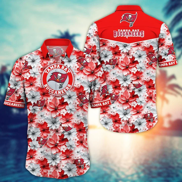 Tampa Bay Buccaneers Flower Laid Back Hawaiian Shirt Tampa Bay Buccaneers Flower Laid Back Hawaiian Shirt