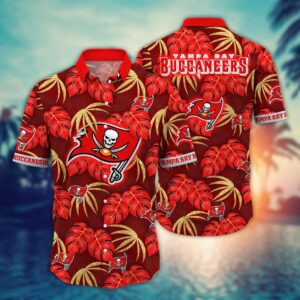 Tampa Bay Buccaneers Palm Tree Leaves NFL Football Team Hawaiian Shirt