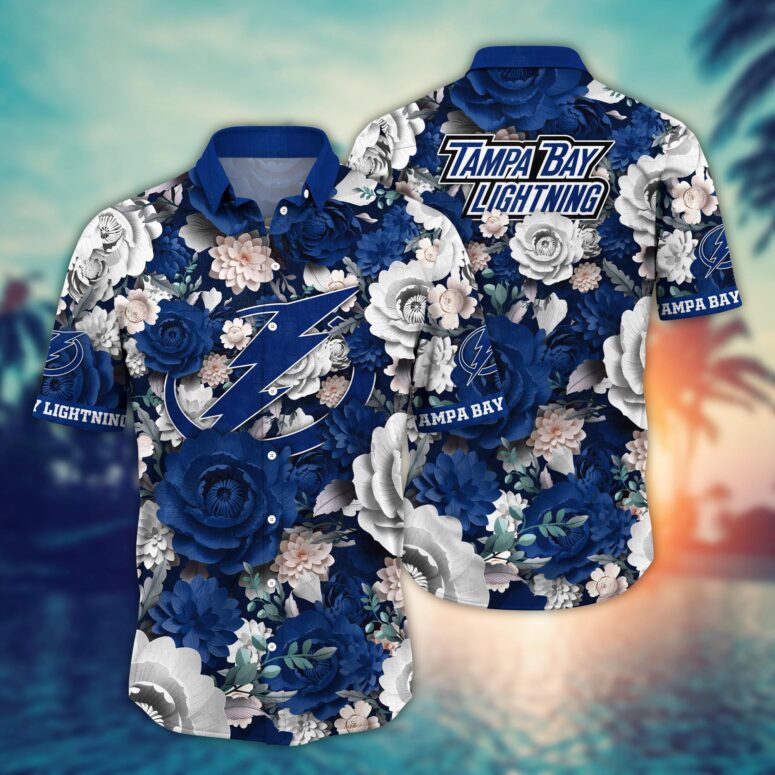 Tampa Bay Lightning Sunset Surge Hawaiian Shirt Tampa Bay Lightning Sunset Surge Hawaiian Shirt