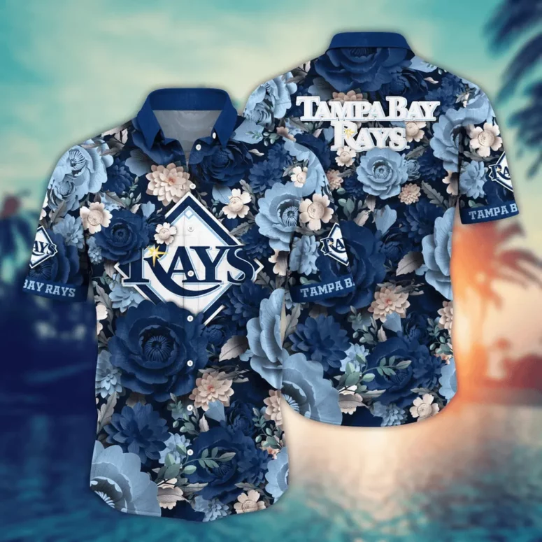 Tampa Bay Rays Floral Frenzy Hawaiian Shirt Tampa Bay Rays Floral Frenzy Hawaiian Shirt