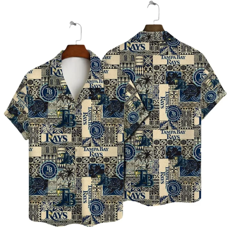 Tampa Bay Rays Patchwork Heritage Hawaiian Shirt Tampa Bay Rays Patchwork Heritage Hawaiian Shirt