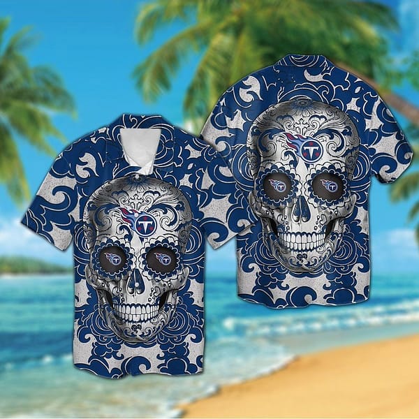 Tennessee Titans Calavera V2 NFL Football Team Hawaiian Shirt Tennessee Titans Calavera V2 NFL Football Team Hawaiian Shirt