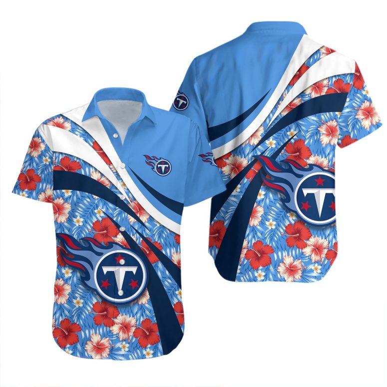 Tennessee Titans Hibiscus Breeze Hawaiian Shirt Tennessee Titans Hibiscus Breeze Hawaiian Shirt