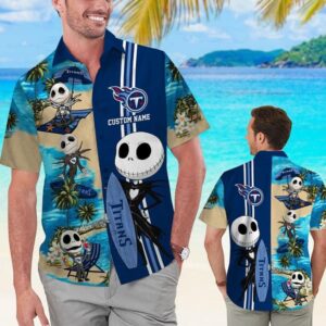 Tennessee Titans Jack Skellington Custom Name NFL Football Team Hawaiian Shirt