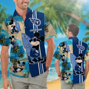 Tennessee Titans Mickey Mouse Custom Name NFL Football Team Hawaiian Shirt