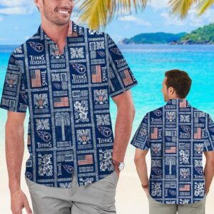 Tennessee Titans Square Pattern NFL Football Team Hawaiian Shirt
