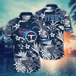 Tennessee Titans White Tropical leaf NFL Football Team Hawaiian Shirt