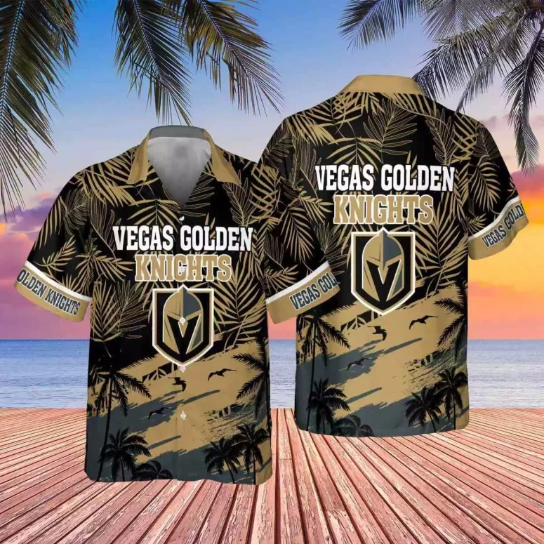 Vegas Golden Knights Sunset Paradise Hawaiian Shirt Vegas Golden Knights Sunset Paradise Hawaiian Shirt