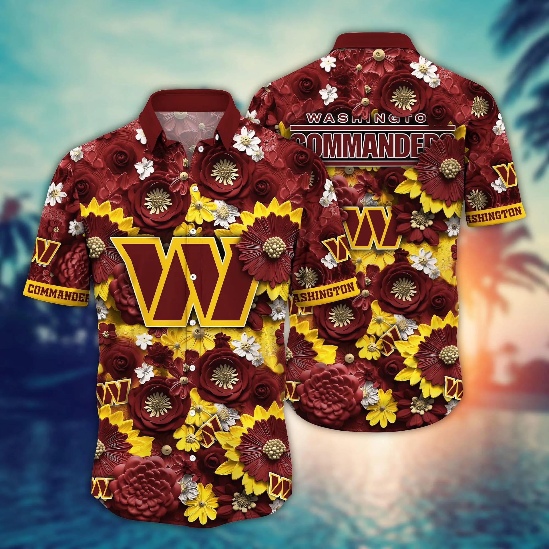 Washington Commanders Blossom NFL Football Team Hawaiian Shirt Washington Commanders Blossom NFL Football Team Hawaiian Shirt