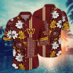 Washington Commanders Flower Pattern NFL Football Team Hawaiian Shirt