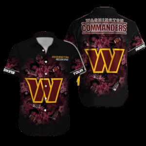 Washington Commanders Midnight Bloom Hawaiian Shirt