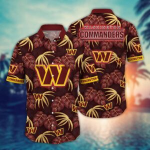 Washington Commanders Palm Tree Leaves NFL Football Team Hawaiian Shirt