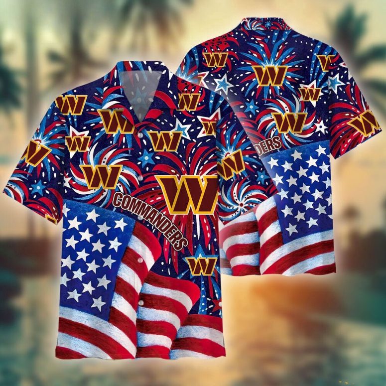 Washington Commanders Patriotic Celebration Hawaiian Shirt Washington Commanders Patriotic Celebration Hawaiian Shirt