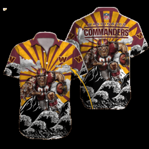 Washington Commanders Rising Wave Hawaiian Shirt